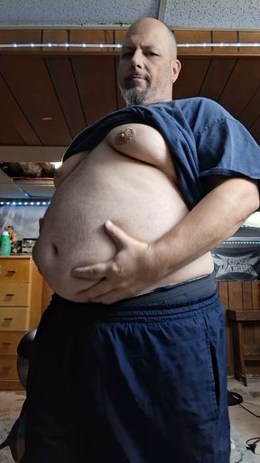 Chubby guy strips and dances