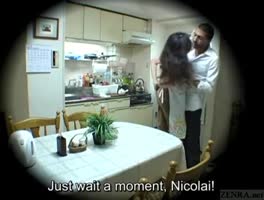 Natural Tits Delights in Japanese Homestay Blowjob