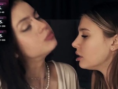 lesbian tongue spit kiss