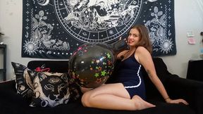 Looner girl blow to pop 2 balloons 11 inches