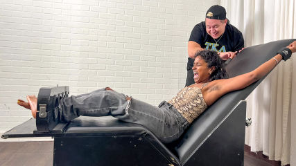 Lady Phoenix Tickled in the Tickle Chair
