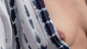 Flashing tits and armpits! Tease goddess with natural boobs