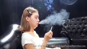 Asian Cigarette Smoker Deep Inhales and Blows Thick Smoke Clouds During Candid Interview — YU2 4k