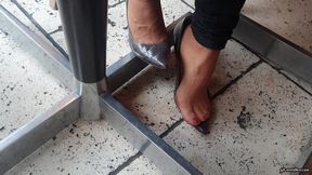 in the restaurant with dirty nylon feet HD mp4 1920x1080