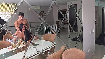 A beautiful Latina with a perfect body stretches her pussy with the nurse's hard cock while her husband is away