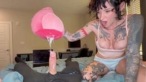 Spying boyfriend stuffs girlfriend's stuffed big ass