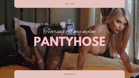 Alexa Creed is tearing off her Nylon Pantyhose! Watch her destroy her nylons and get teased by the view!