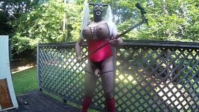 Giant fake tits crossdresser Jon Scarecrow BTS corset photoshoot