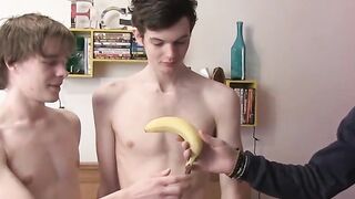 Bottom twink in jockstraps receives dildo and cock into ass