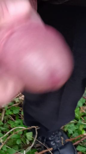 Big Uncut Cock Cruising, Close up Wanking in the Woods Wearing Work Clothes - Rockard Daddy