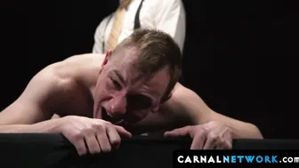 Blake Ellis leaks cum after his master rims and barebacks him