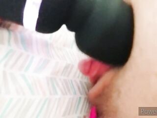 using a wand to make my t-cock cum