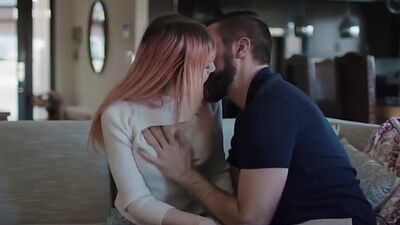 Bearded stepdad rimjob and analed busty pink haired shemale