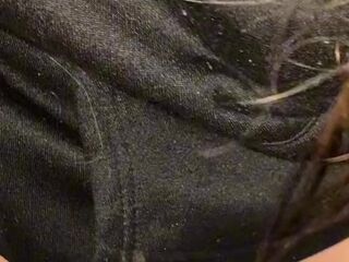 Ride and piddle on sex-toy in the park