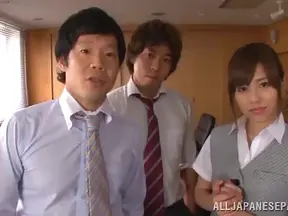 Sultry Japanese Chic Daringly Fucks Co-workers After Office Hours