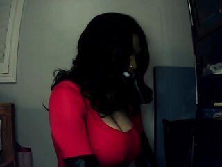 Forever Smiles Pt2! Masked smiling Jane feels her constricted body with her leather gloves!