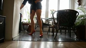 Cleaning in a sexy leather outfit AVI