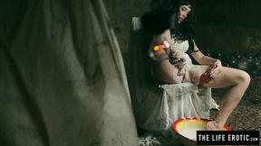 ”Horny step mom shaves & squirts to orgasm while held in a basement.”