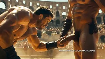Muscular Gladiator Daddies Bareback Fuck and Suck