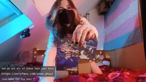 Big dildo in tight trans ass she can't take it 4K reaction