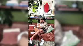 Hot amateur couple shares intense couch drill session