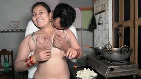 Big Boobs Stepsister Fucking With Father in Law Hardly In Kitchen