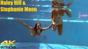 In the indoor pool &mdash;  two stunning girls swim