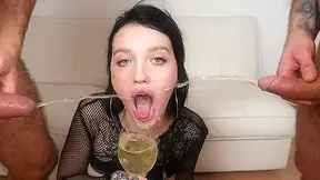 PISS DRINKING DP 3on1 and teen 18+ Manana Tights + squirting + big anal gape - PissVids