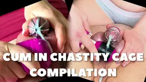 FEMDOM CUMSHOTS COMPILATION  CUMSHOTS IN CHASTITY