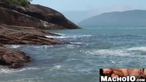 MachoIO.com - Hardcore latino jock creampied after bareback on the beach