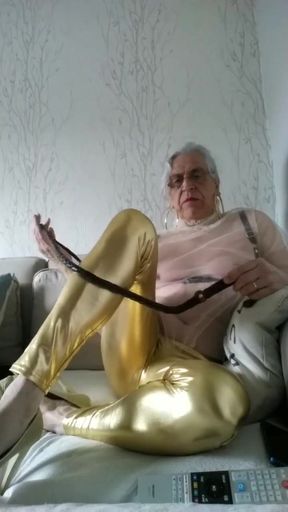 Whore in Leggings with a Whip