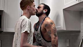 Ginger skinny twink fucks tattooed stud's gay pussy