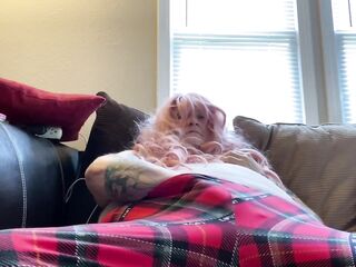Trans angel Krissy undresses masturbates in her 1st movie PART 1