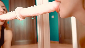 Sexy Girl Juicy Sucking Huge Dildo In Front Of The Mirror - On Camera EFS009
