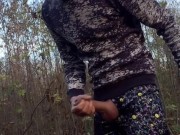 Smoking through jerk off outside with devil face filter and body twitching orgasm