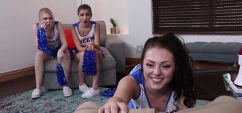 TeenGroupSex. - Three stunning cheerleaders sh