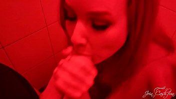 Sexy Babe Passionately Sucks Big Dick and Cum in Mouth in a Nightclub Toilet