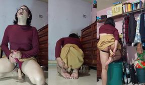 Slutty Trap Gets Dildo Crushed In Chastity