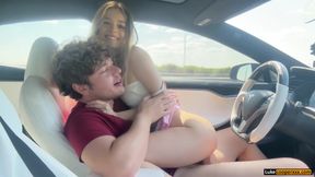 Hot Petite Blonde Stepsis Fucks Crazy In Self Driving Car - Molly Little - Luke Cooper
