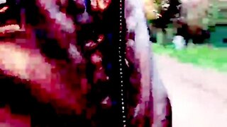 Amateur crossdresser publicly exposed big cock & big dick cums cruising outdoors