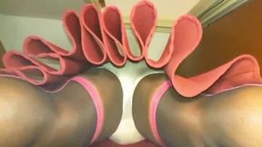 BlueGirl70 Red Seam Stockings Upskirt