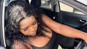 Big Black Pussy&#x1F32E;&#xFE0F; Gets Slutted Through a Gap in Her Tight Gusher Shorts in Her Car