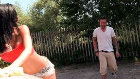 Jasmine Jae's juicy jugs jiggle wildly as Luke Hotrodh hammers her hard in the car