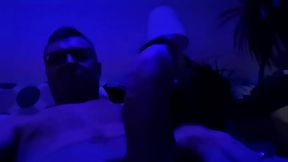 My body and hard cock in neon light