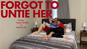 Forgot To Untie Her - Starring Happy Heartfella & Katherine Kink - Girlfriend Katherine Doesn't Wanna See Happy's Movie - Bondage Damsel Tied Up Rope Gagged Cleave Gag Tape Feet Wrap Gag Gag Talk