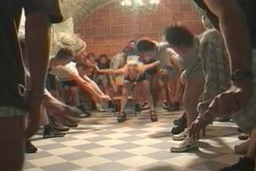 Stunning blonde French sluts sharing sperm after huge group facials