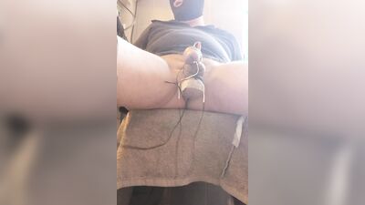 Perverted masked fellow is teasing his pecker in this homemade video