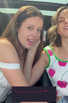 Nadia Foxx &amp; Serenity Cox Using Lush Remote Controlled Vibrators in A Drive Thru &amp; Cumming Hard