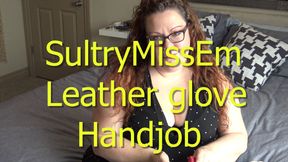 Leather glove handjob