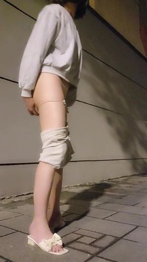 Outdoor Anal Sex with Huge Dildo, Cum on Panties and Put Them Back on